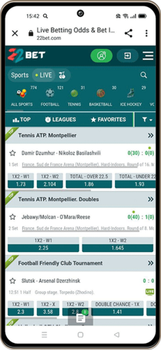 22bet লাইভ পেজ