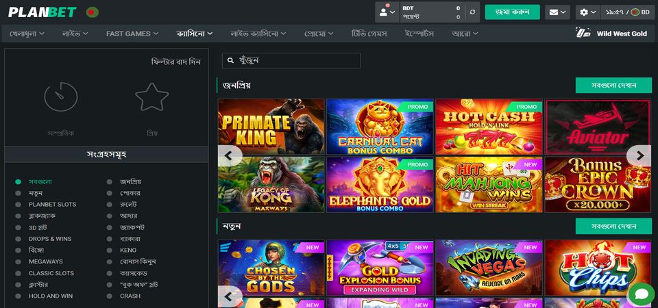 ক্যাসিনো পৃষ্ঠার স্ক্রিনশট