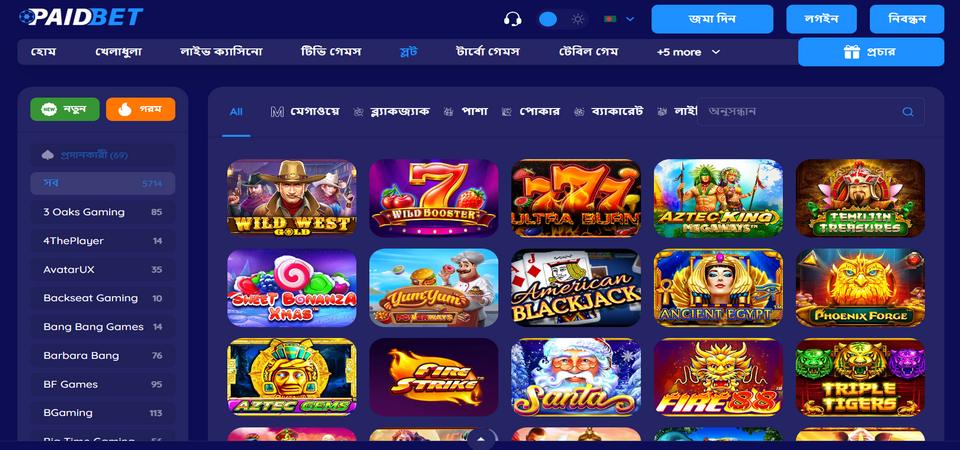 PaidBet ক্যাসিনো পৃষ্ঠার স্ক্রিনশট